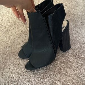 Penny Loves Kenny Black Open-Toe Heeled Boots
